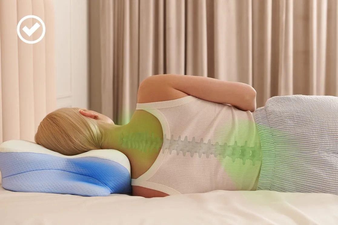 Woman sleeping peacefully on Derila Ergo pillow